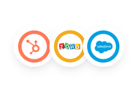 Logos for HubSpot, Zoho and Salesforce CRM