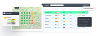 Screenshots of Insites local grid, data visualisation dashboards with map and data tables, using colour-coded indicators.