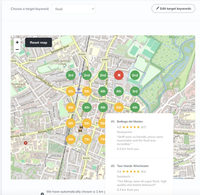 The Insites Local Grid view, showing how a business ranks across a local area